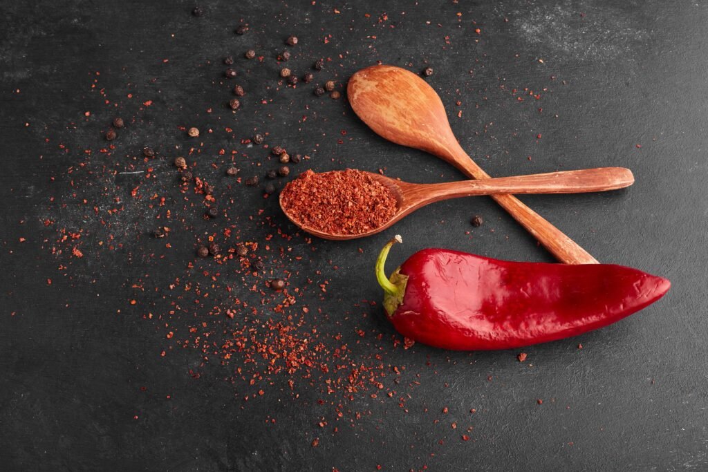 Paprika entier avec des cuillères